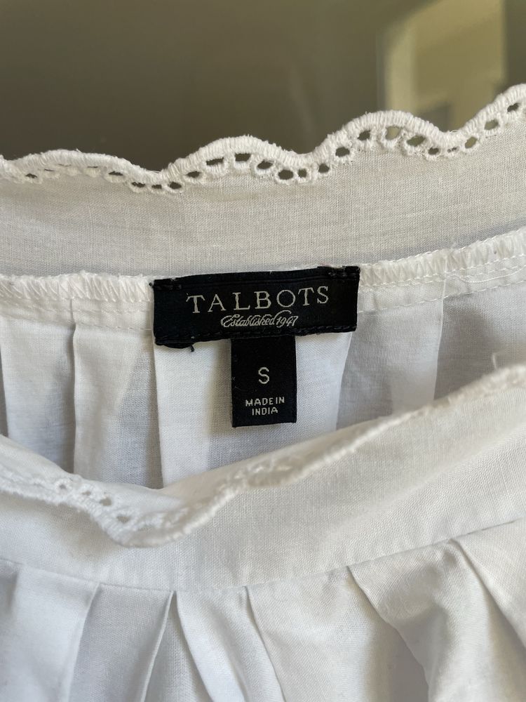 Bluzka bawełniana koronkowa top biała Talbots