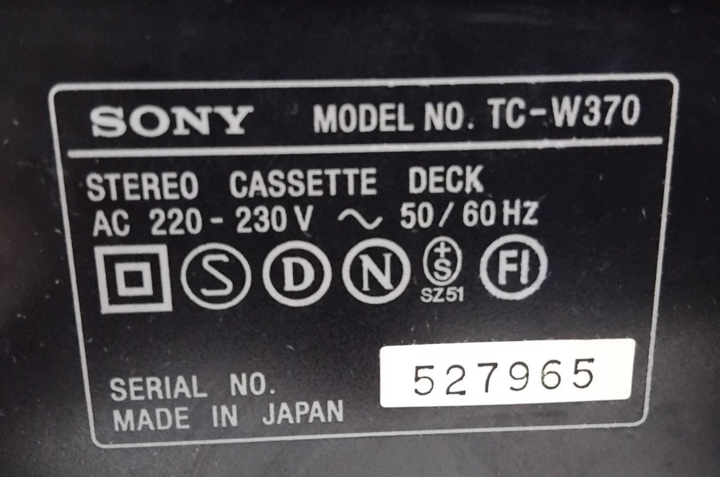 SONY deck cassettes TC-W370