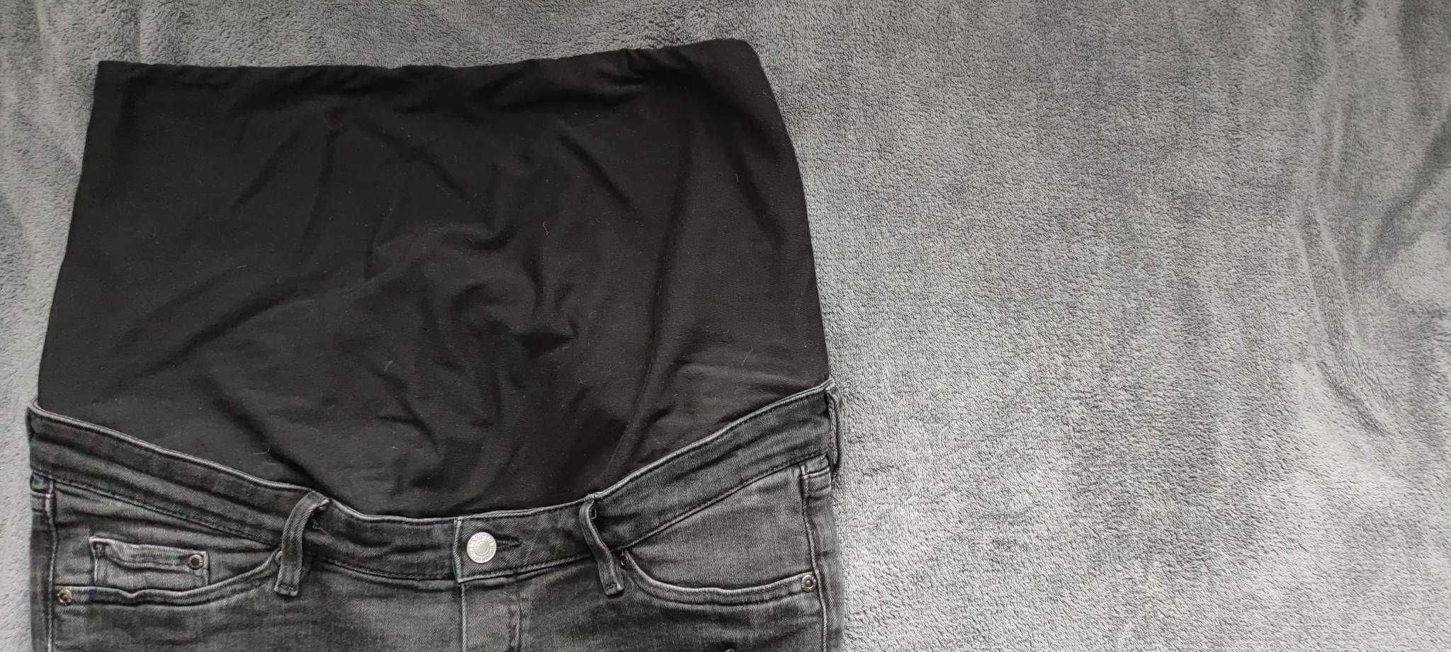 Czarne szare spodnie ciążowe drapowane Mama H&M hm jeans L 40