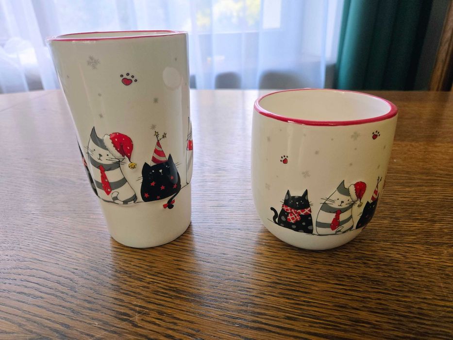 Dwa cudowne kubki świąteczne z kotami HOME&YOU