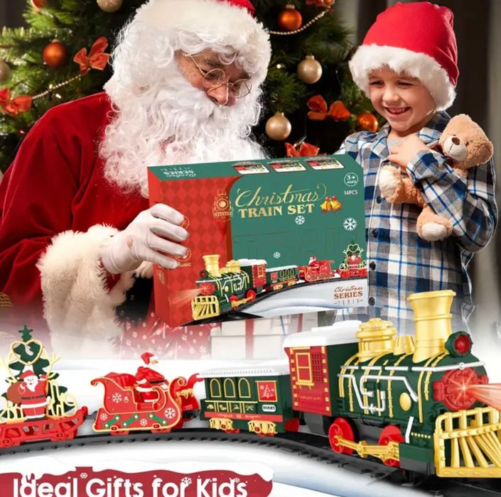 Потяг Різдвяний залізниця залізна дорога поїзд з трьома вагонами ТОП