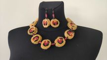 nowe kolczyki i korale z filcu handmade zestaw owcza wełna
