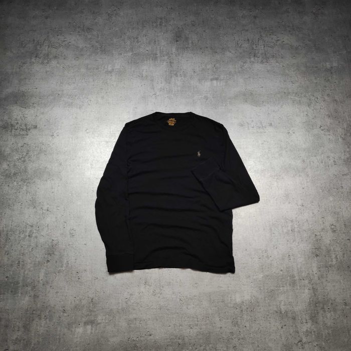 MĘSKA Koszulka Długi Rękaw Polo Ralph Lauren Czarna Longsleve Konik