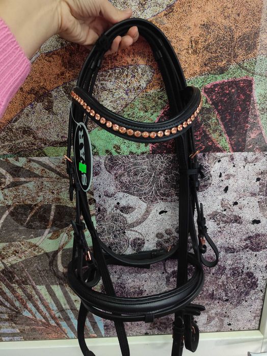 Ogłowie rosegold pony cob full z wodzami