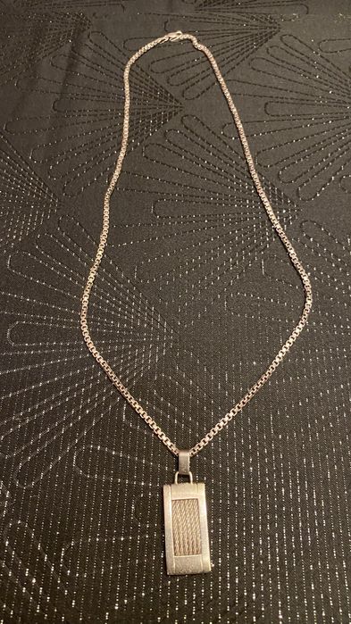 Srebrny męski łańcuszek 925 -  55 cm z zawieszką