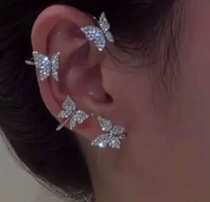 Золотые і срібні  клипсы - каффи, метелики 1 шт + олх доставка