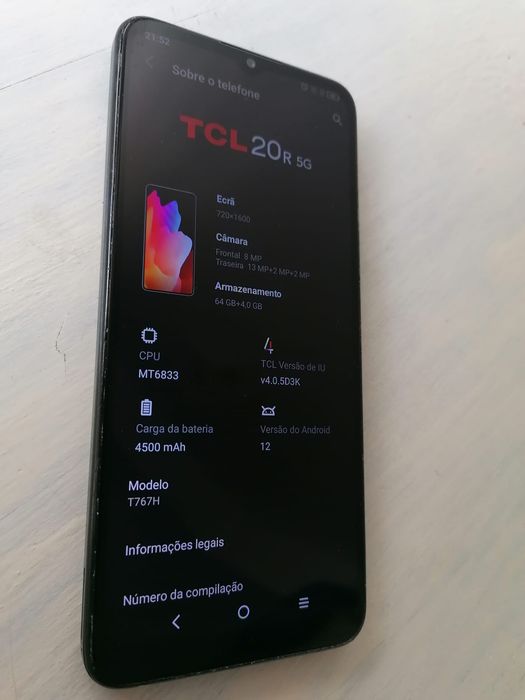 TCL 20R 5G pouco uso