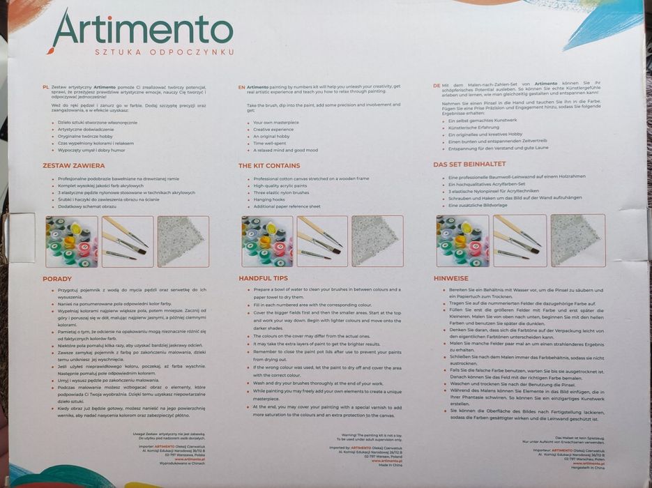 Malowanie po numerach Artimento ROZPOCZĘTY
