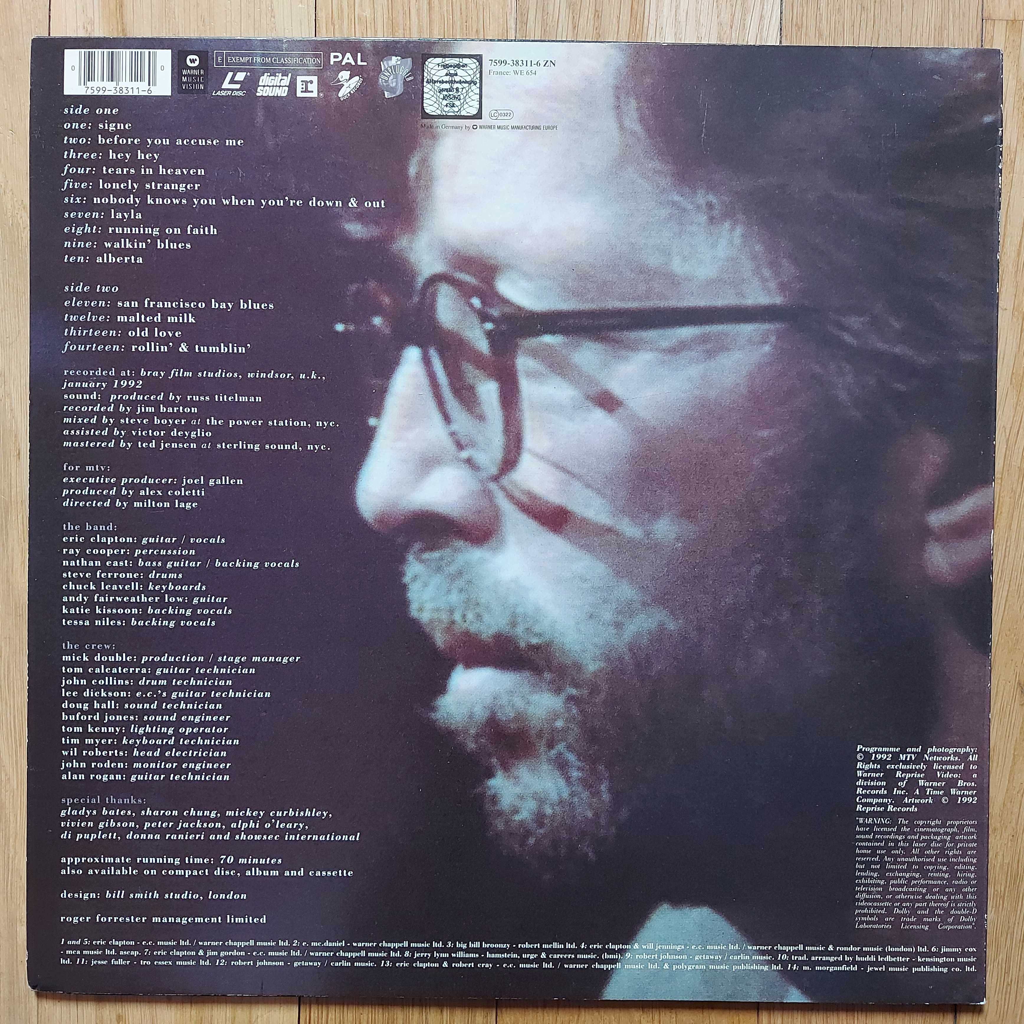 Laserdisc Eric Clapton Unplugged  1992  UK&EU (EX-/VG+) + inne tytuły