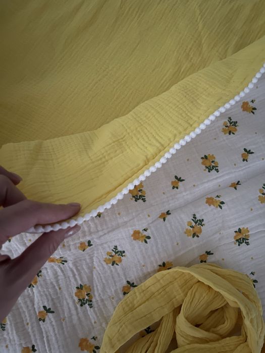 Конвертик конверт на виписку ковдра муслін білий жовтий