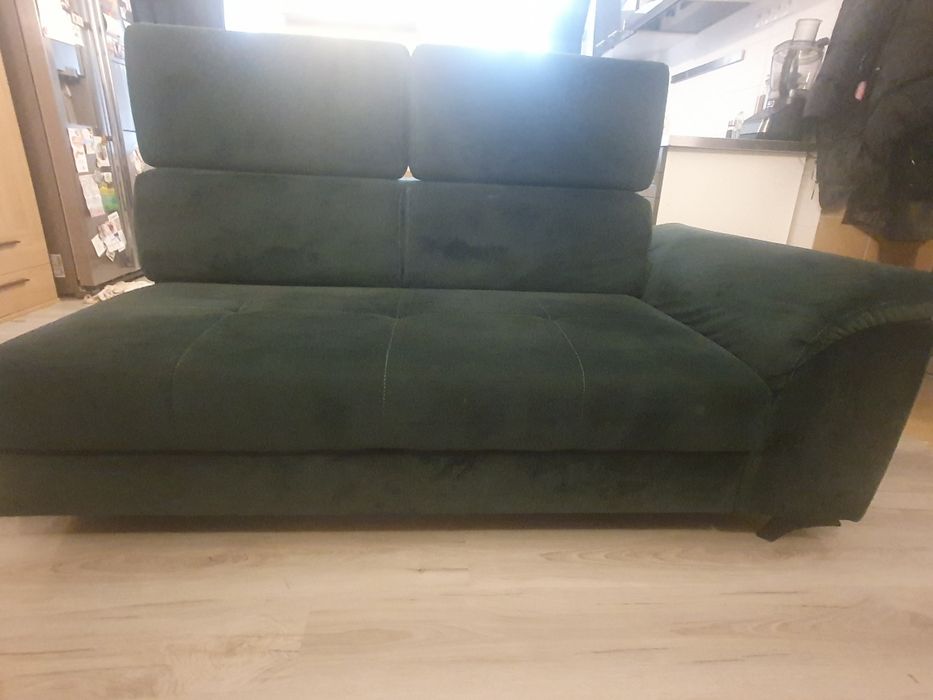 Narożnik Pablo z funkcją spania UKŁAD LEWY butelkowa zieleń regulowane