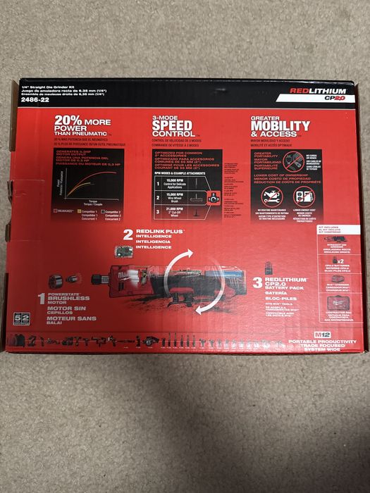 Szlifierka prosta palcówka Milwaukee Fuel M12 + 2xbatetia
