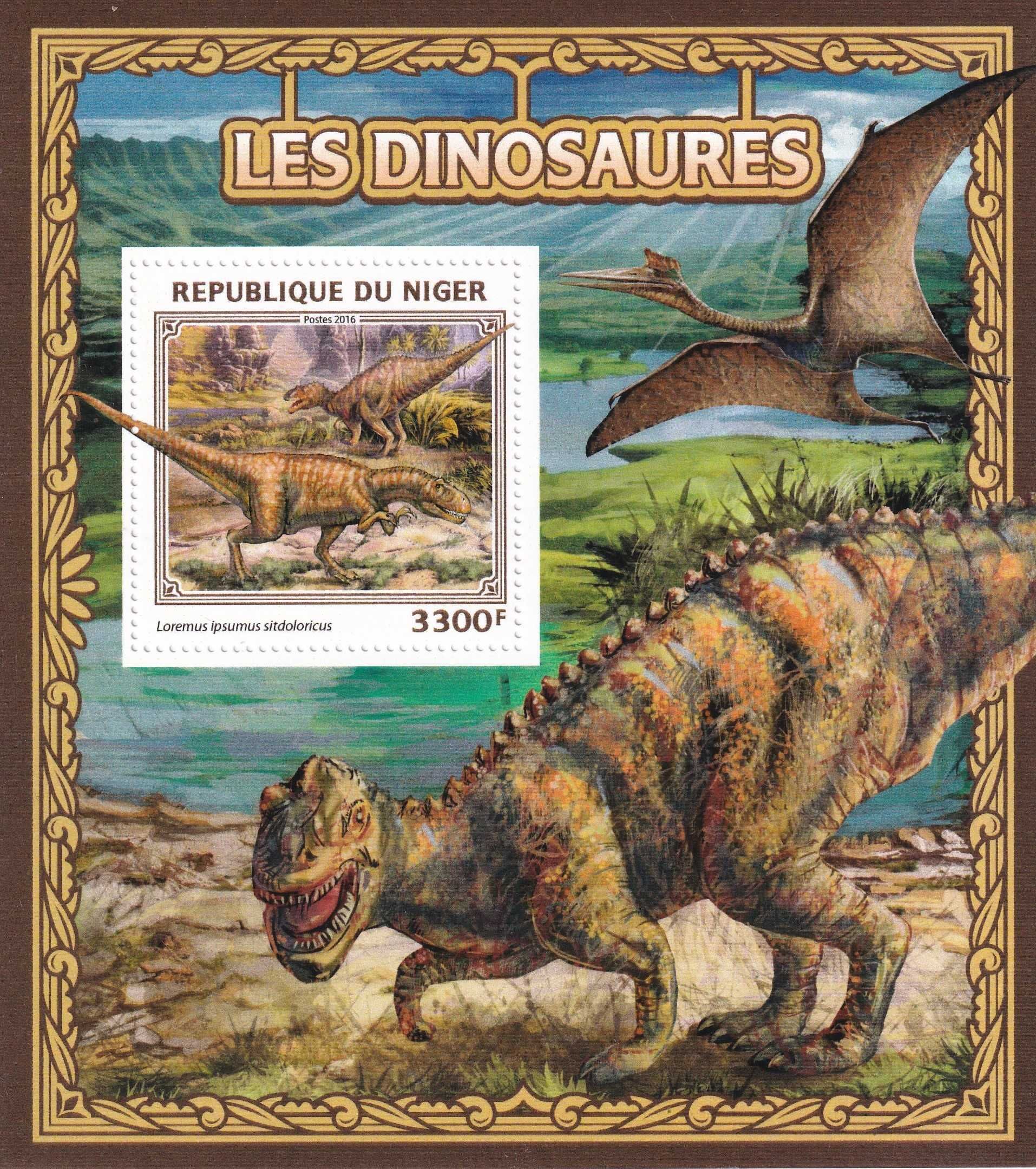 Niger 2016 cena 5,90 zł kat.8€ (2) - dinozaury