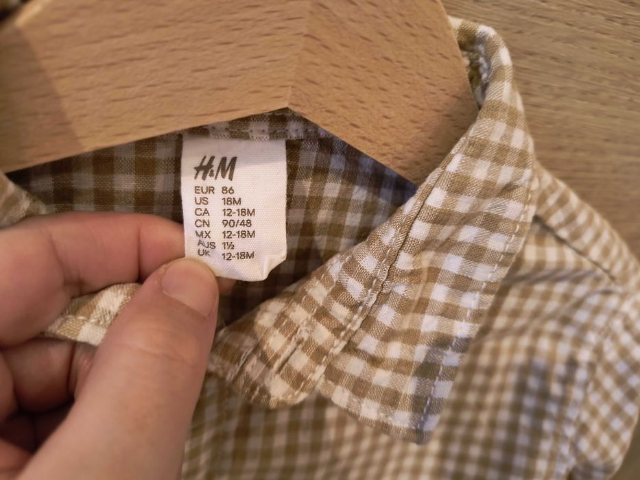 Beżowa koszula w kratkę H&M 86
