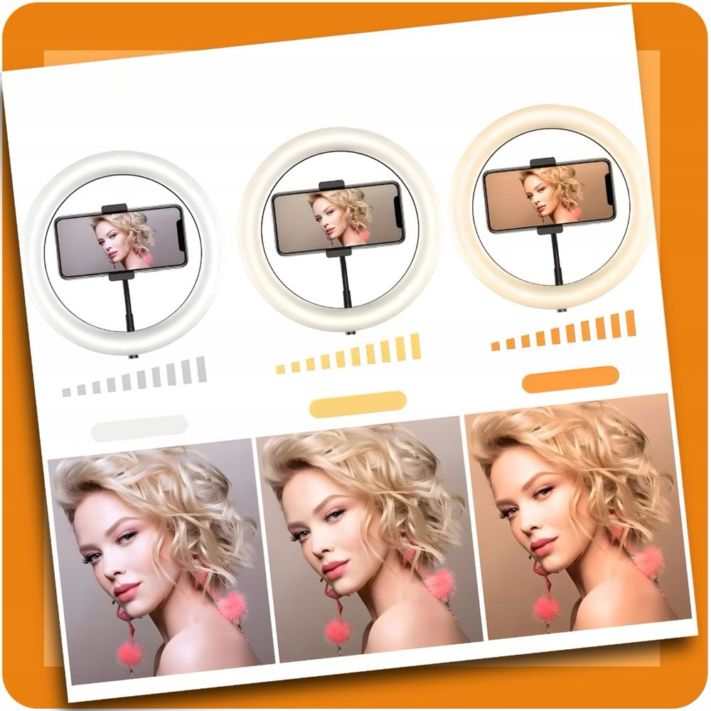 LAMPA LED Makijaż Selfie Ring 26 Statyw 2m PILOT Bluetooth Androis iOS