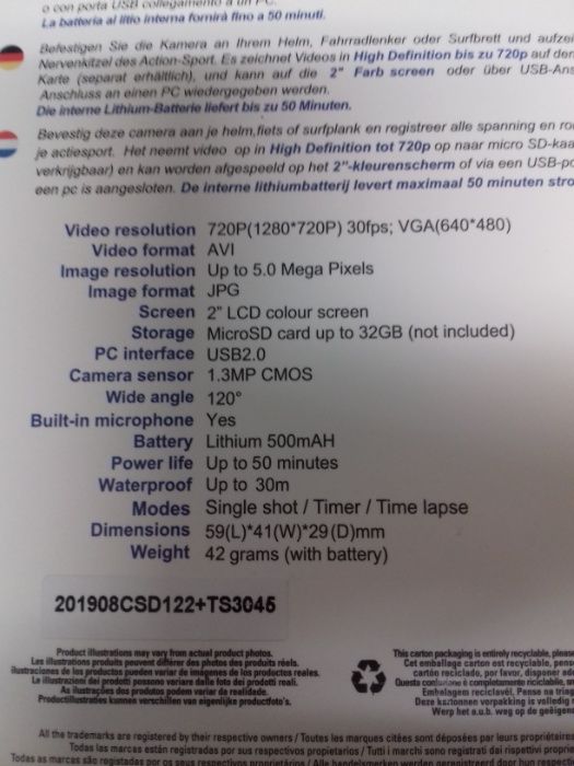 Câmera Storex X'TREM HD 720 CSD122+ NOVA
