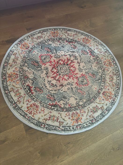 Dywan okrągły do salonu styl retro 120x120 vintage