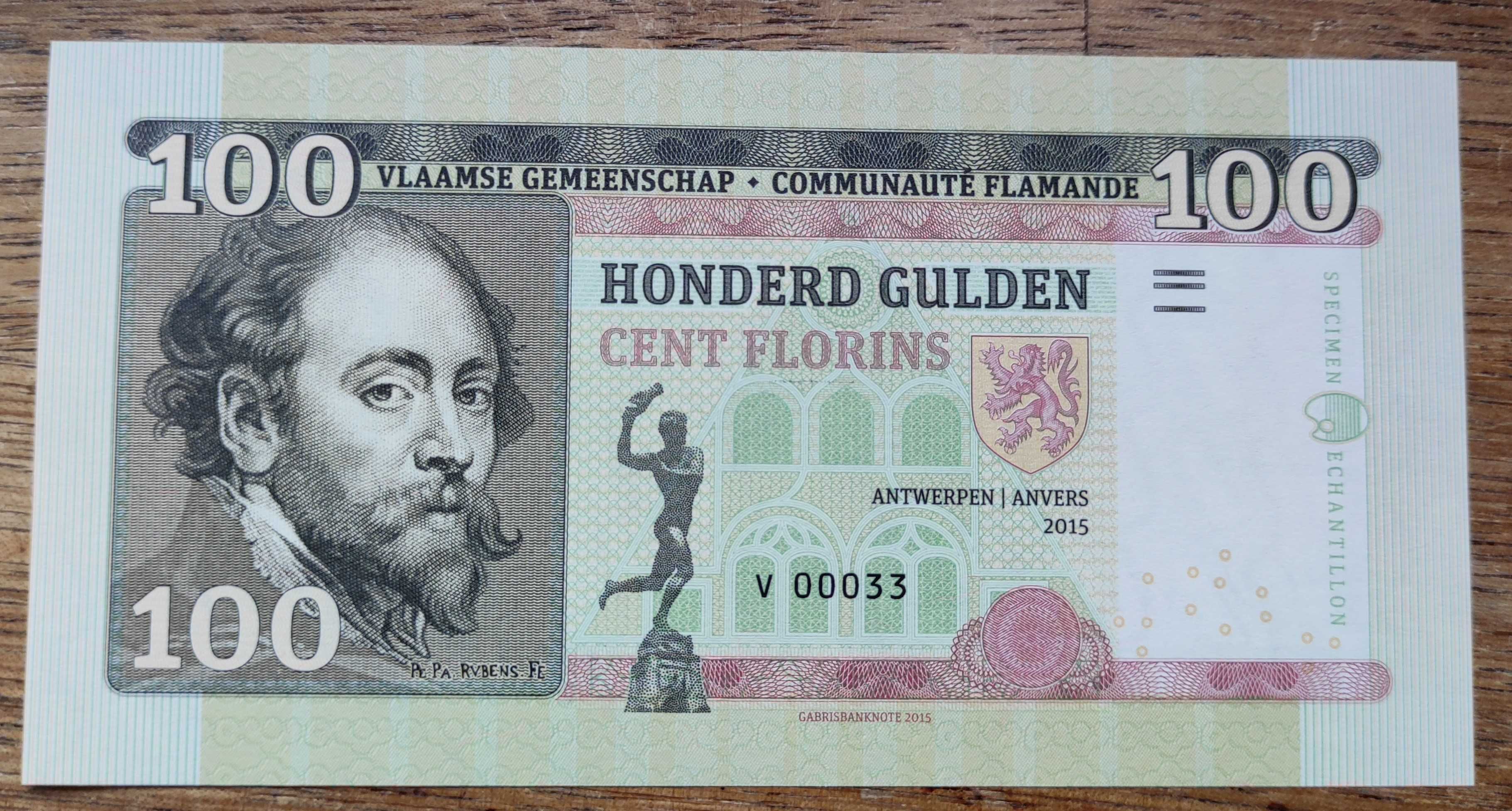 Banknot 100 guldenów 2015  by Matej Gábriš - UNC - BARDZO RZADKI