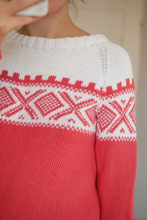 Sweter norweskie wzory rękodzieło handmade cottage unikat na prezent