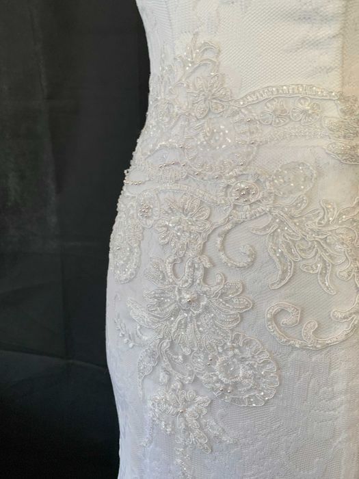 Nowa zjawiskowa suknia ślubna Rybka syrenka 38 M plecy Koronka tanio