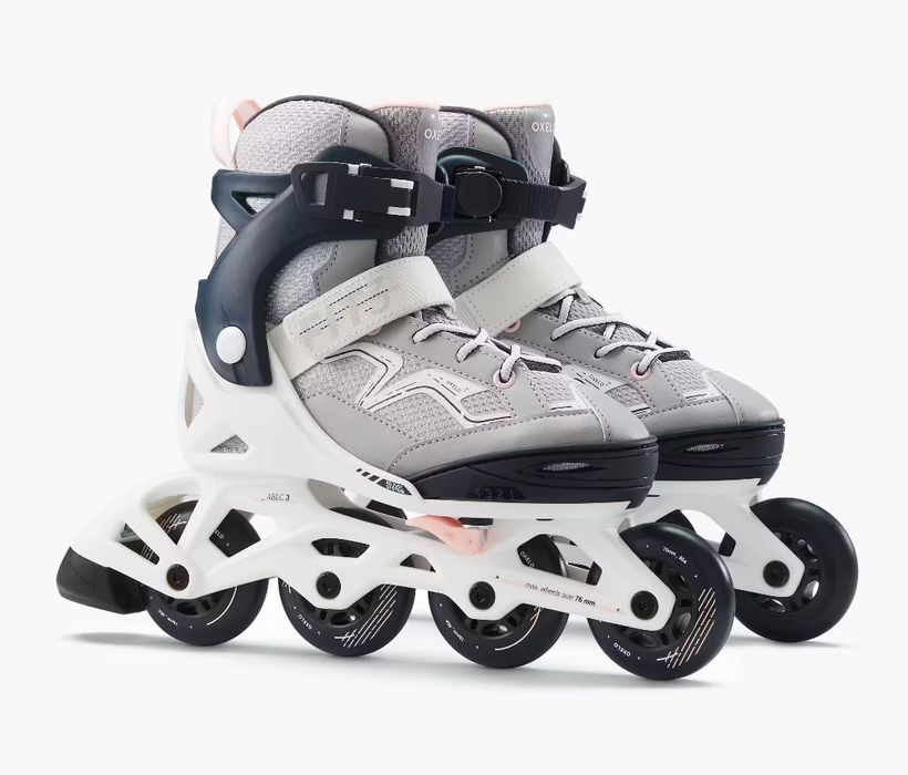 OXELO - Patins Fit 3 Jr Cinza Pérola