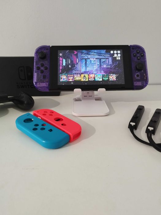 Przerobiony - Nintendo Switch V2 Cyberpunk Purple edition / CFW - MOD