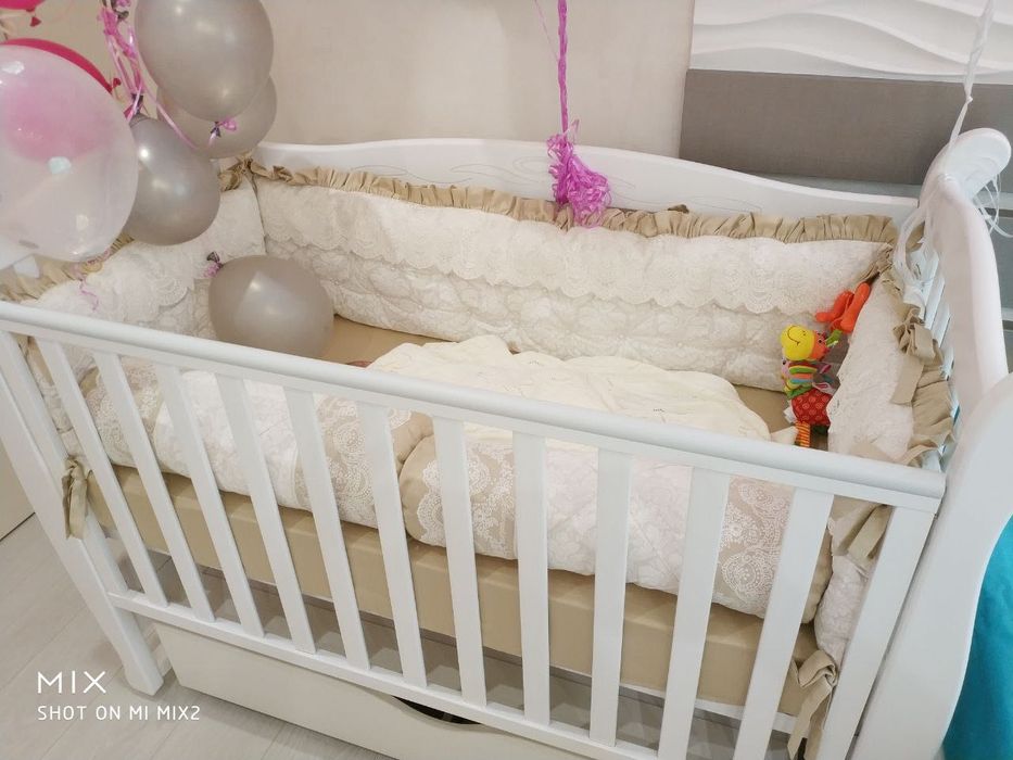 КРОВАТКА ВЕРЕС ЛД15 (ЦВЕТ: БЕЛЫЙ) с маятником и выдвижным ящиком