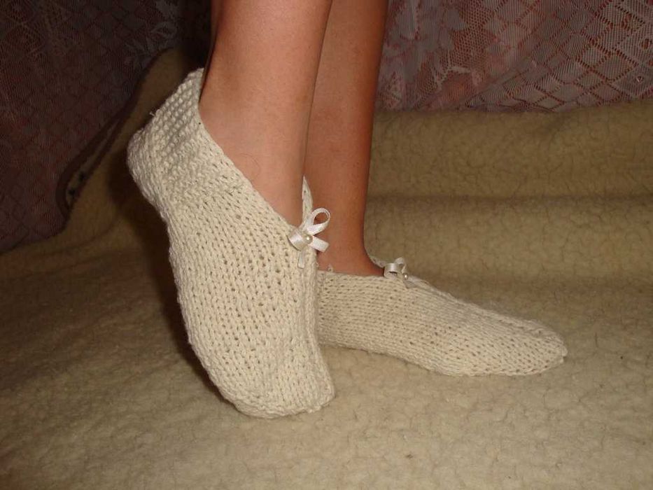 Handmade домашние тапочки следки носки шерстяные, ручная работа винтаж