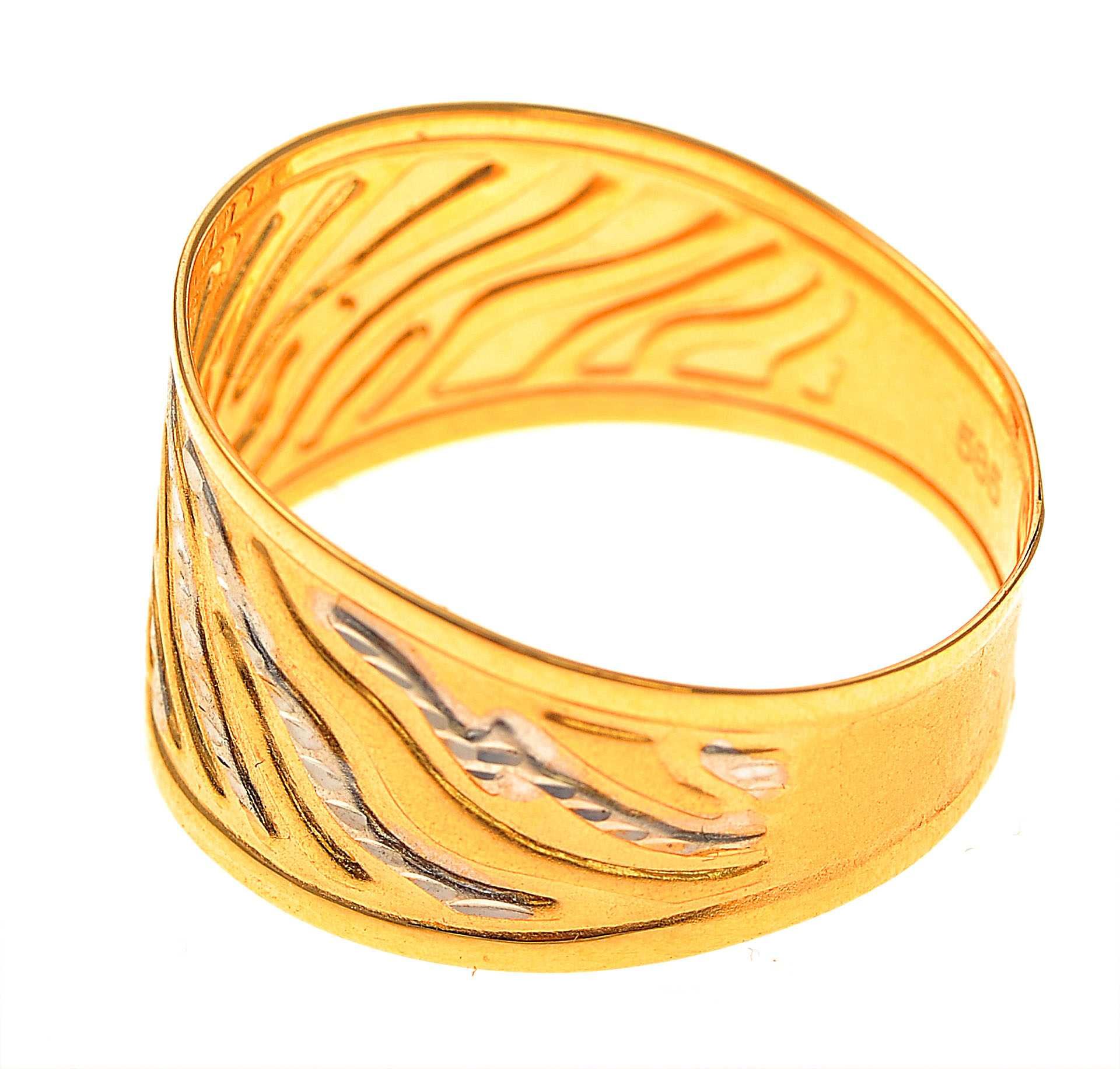 Złoty pierścionek szeroki ażurowy 375622