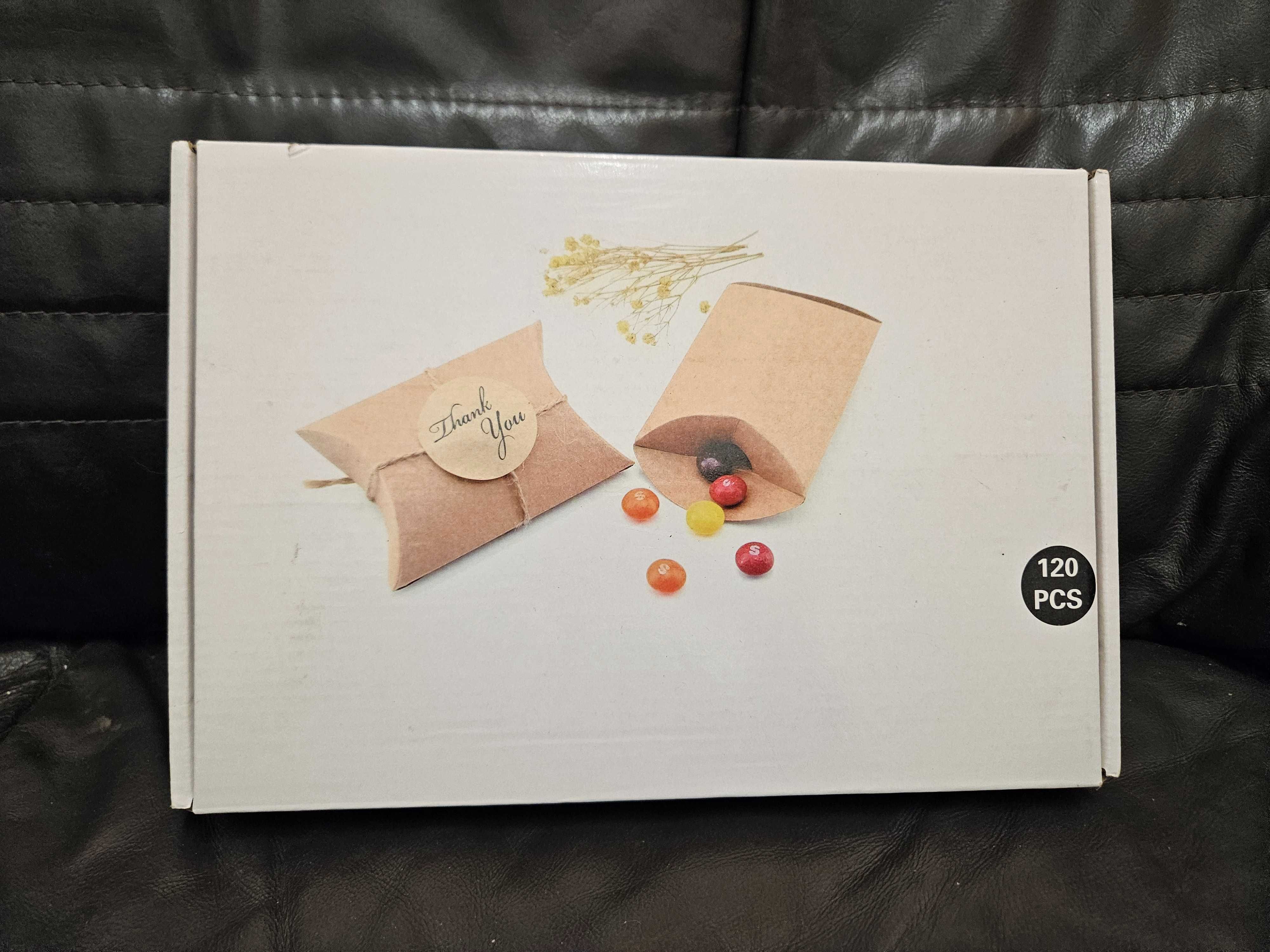 Małe pudełka prezentowe podziękowania 120szt + sznurek komunia ślub
