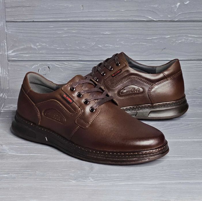 Мужские кожаные черные коричневые прошитые туфли TM Bumer / Бумер!!!