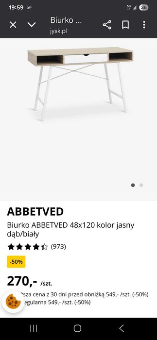 Biurko ABBETVED Jysk  Opole