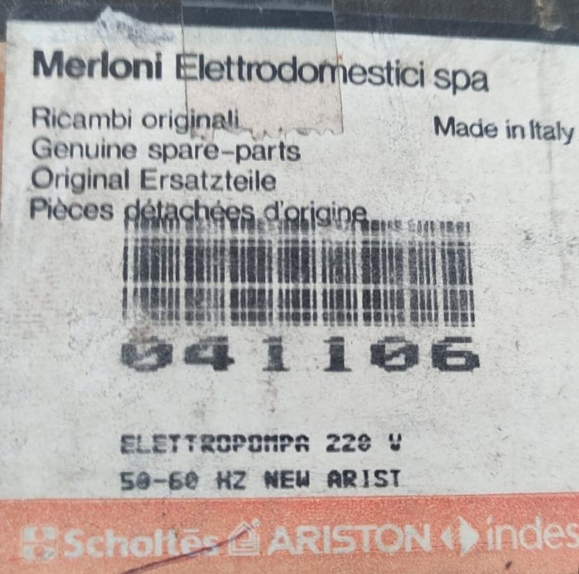 Bomba de água Ariston para máquina de lavar loiça, Ref: Indesco 950B1l