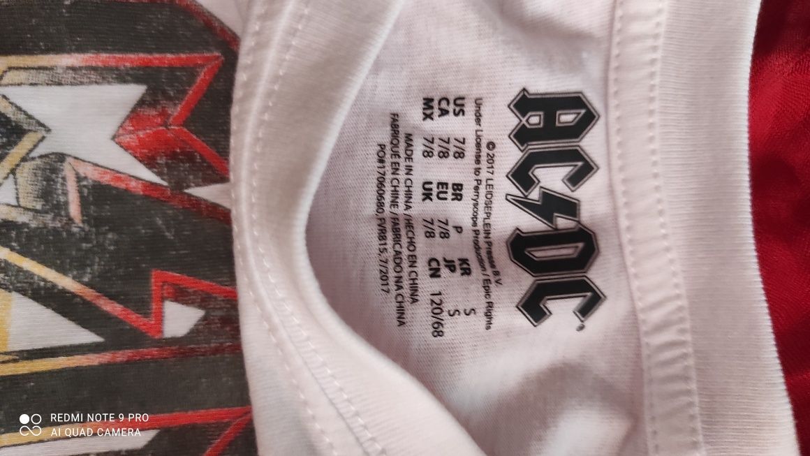 Bluzka dziewczęca sygnowana znakiem zespołu AC/DC biała 7/8 lat