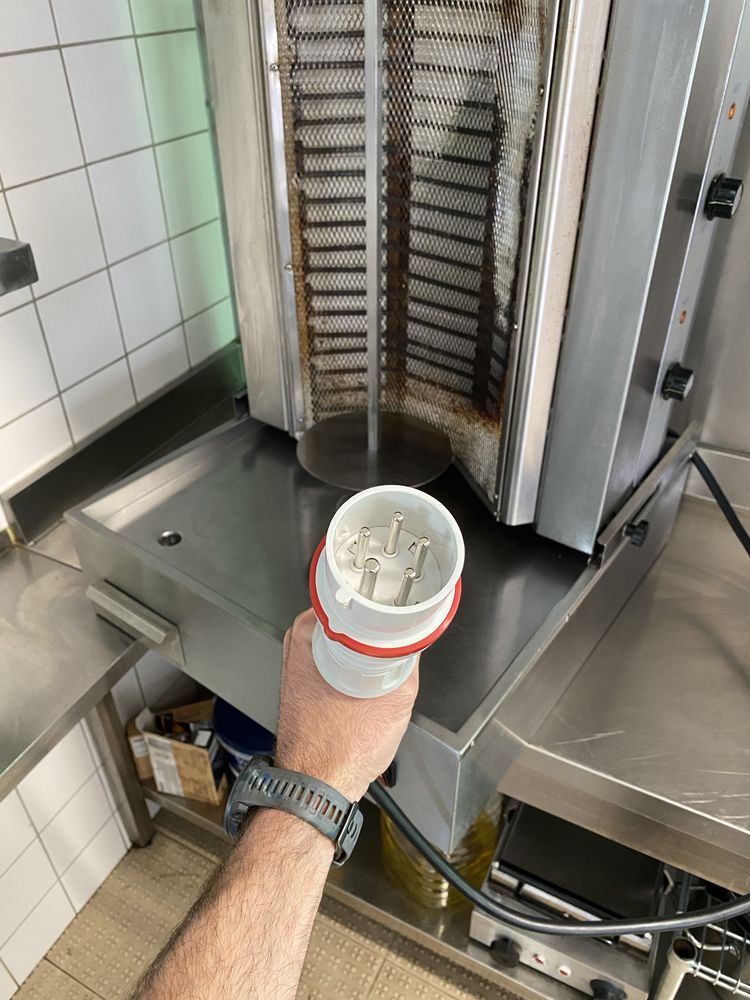 Maquina grelador kebab shawarma trifasico + faca electrica