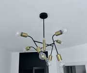 Lampa żyrandol indystrialna Leroy Merlin zloty czarny