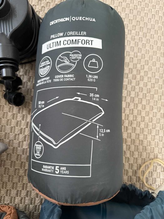 Quechua colchão, saco-cama, almofada de campismo e bomba elétrica