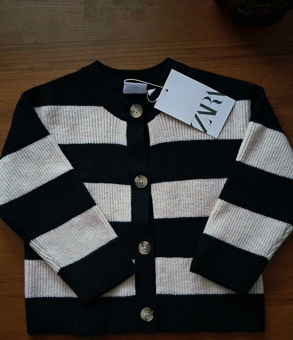 ZARA nowy sweterek 92 kardigan w paski dzianinowy wiskoza elegancki