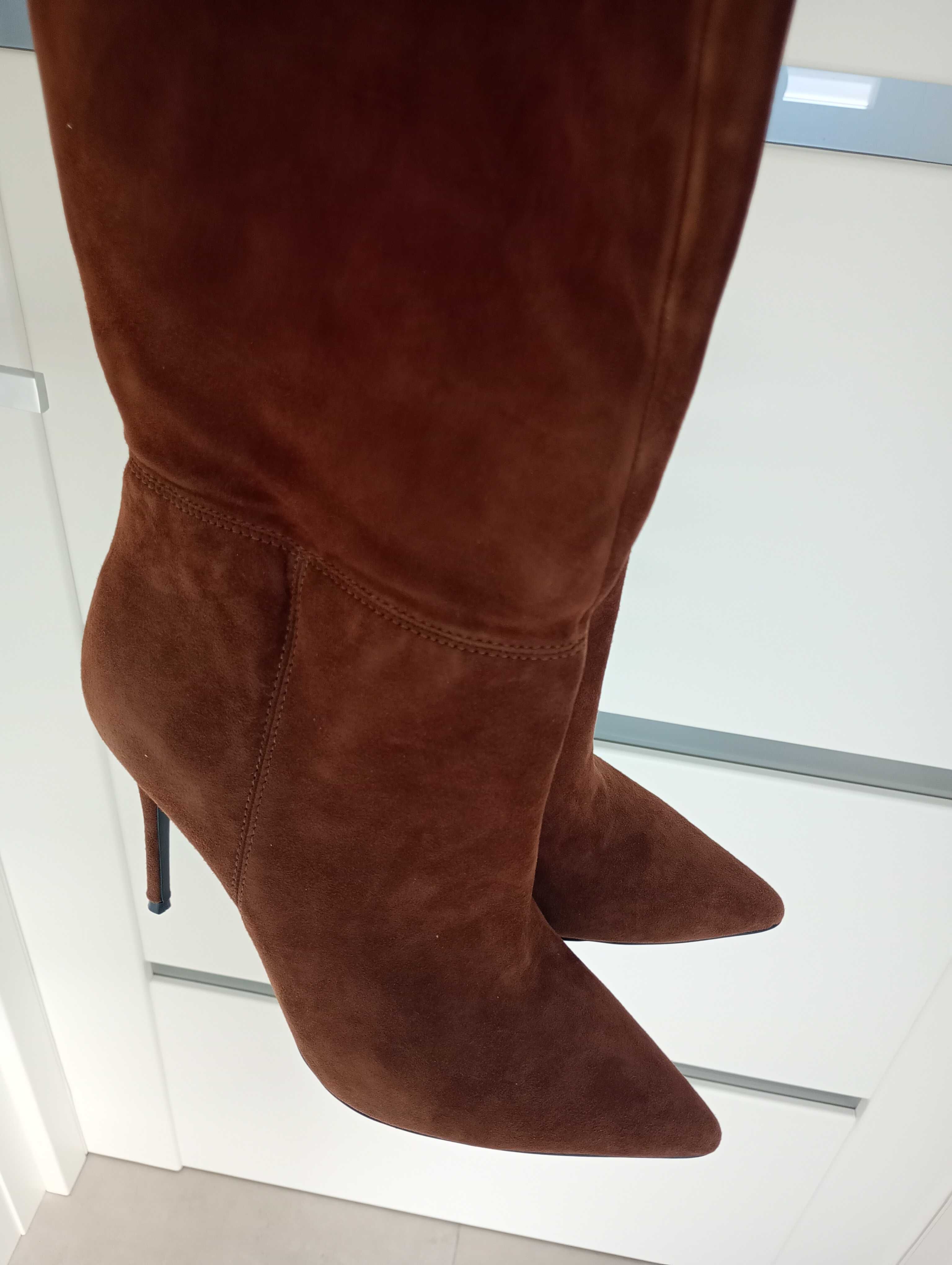 Kozaki r.41 Steve Madden #brązowe szpilki #skóra zamsz #piękne
