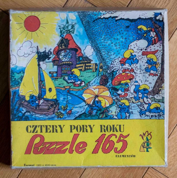 Smurfy Cztery Pory Roku Puzzle 165 Stare Vintage Kolekcjonerskie PRL
