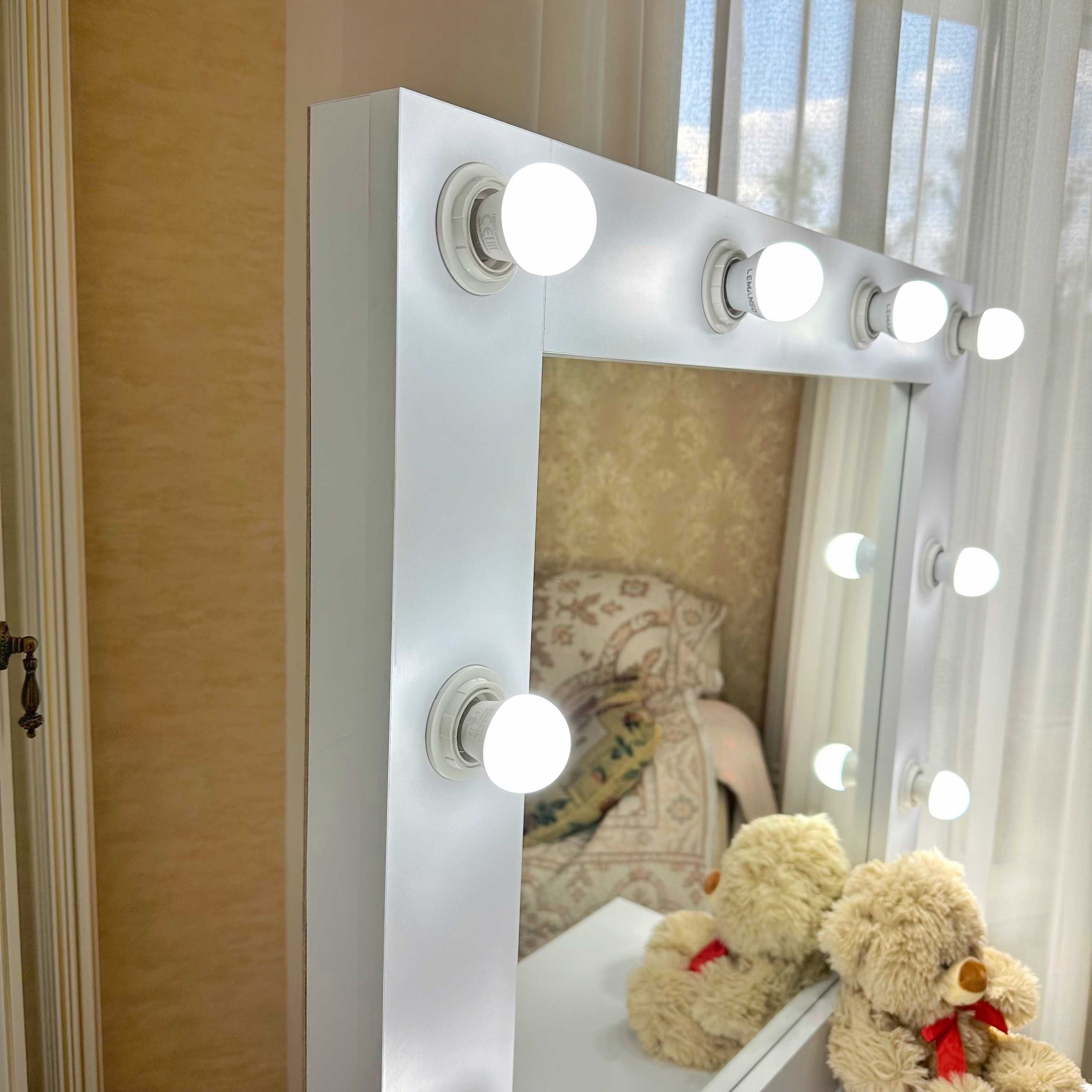 Стол визажиста с лампами зеркало гримерное туалетный столик