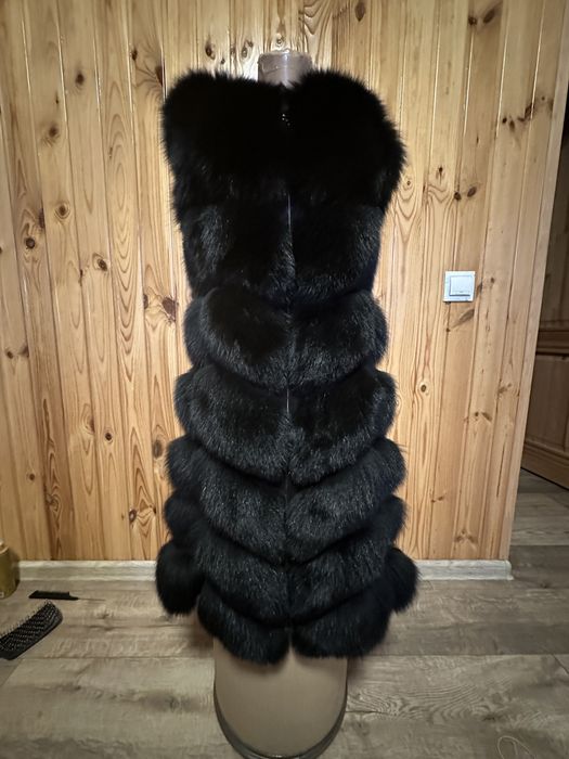 Натуральная длинная меховая жилетка песец песцовая