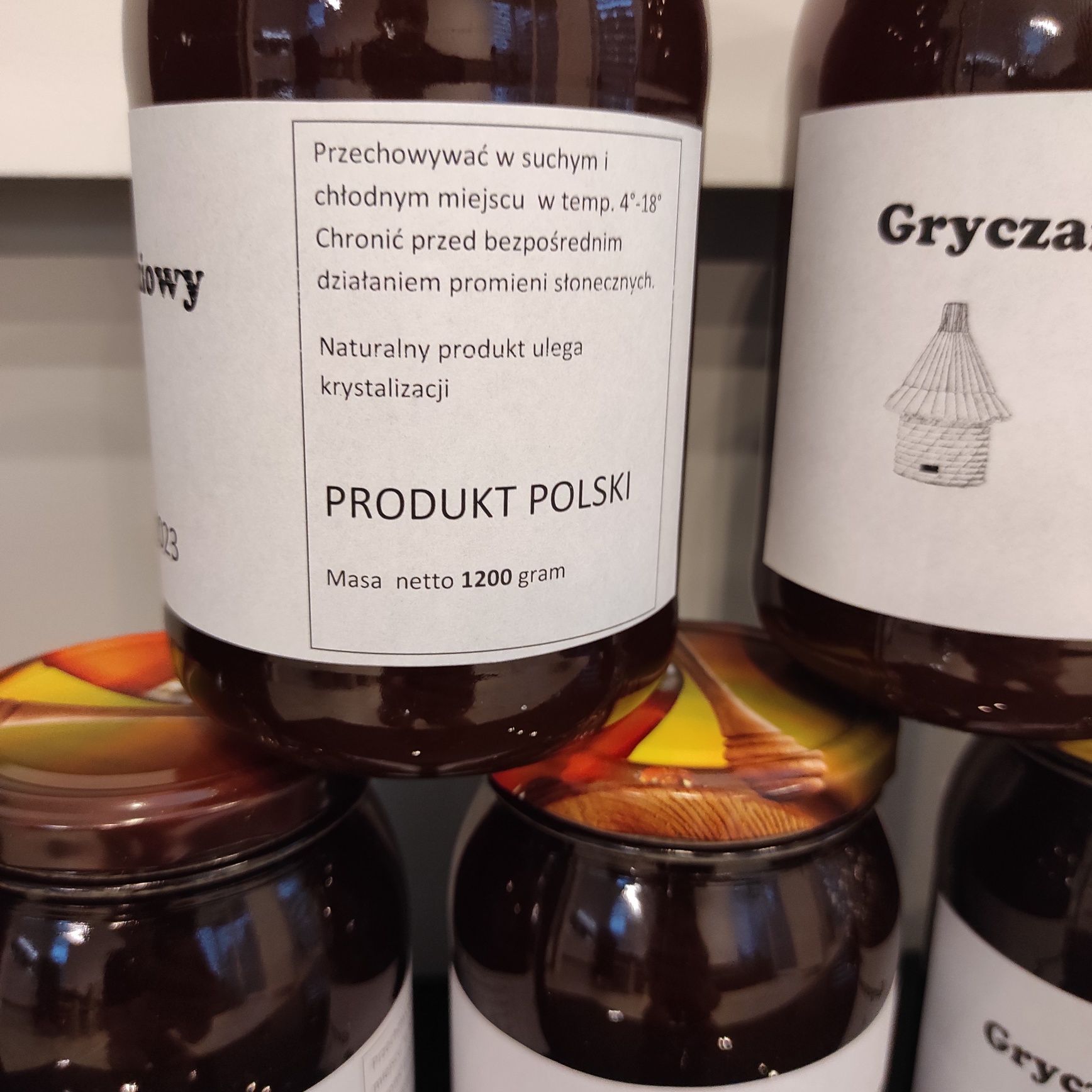 Miód gryczano spadziowy POLSKI duży słój  1,2 kg