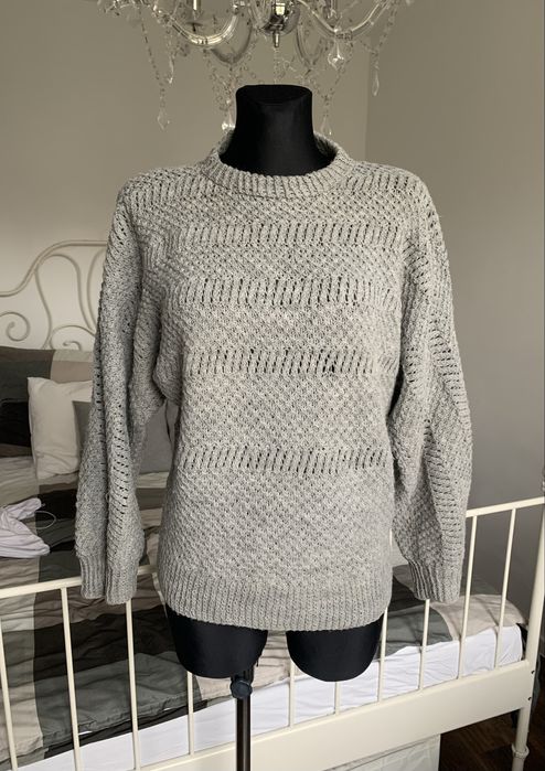 Szary sweter vintage retro oversize handmade M L