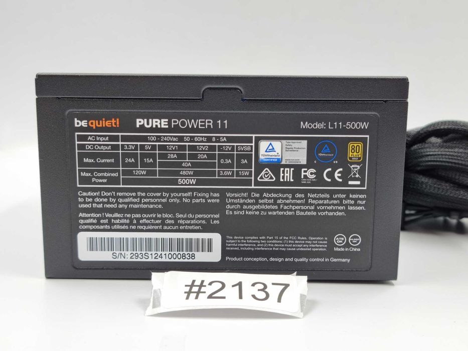 Zasilacz Do Komputera be quiet! Pure Power 11 500W 80 Plus Gold #2137