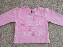 Różowa bluzeczka z napisem "My mummy is lovely" rozm. 74