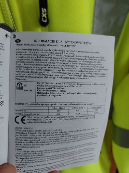 Kurtka fleece odblaskowa robocza Preston M z podszewką NOWA