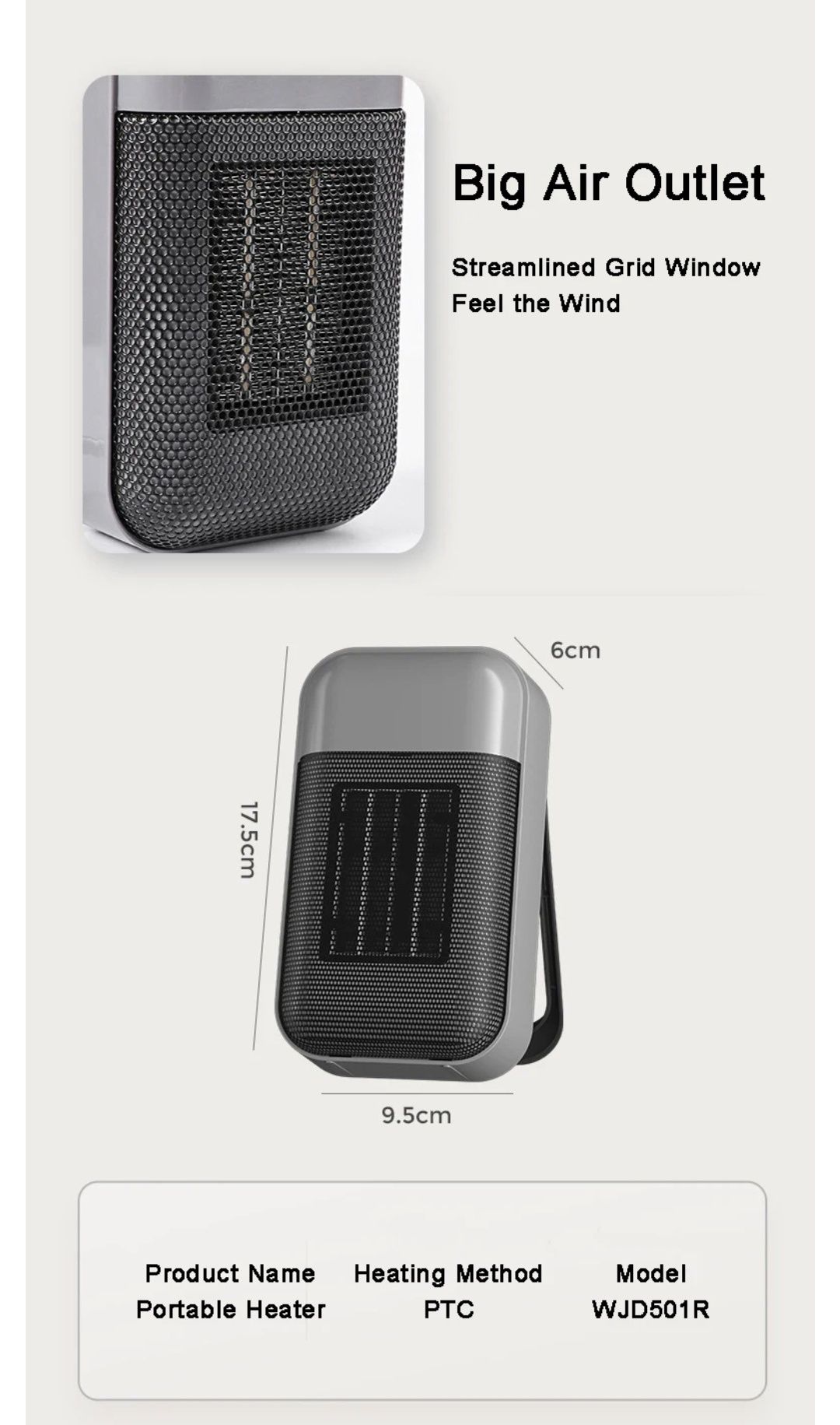 Mini aquecedor portátil 500w NOVO