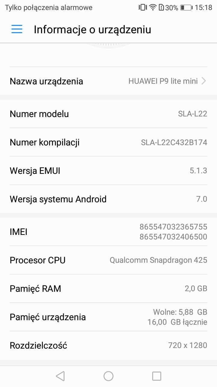 HUAWEI P9 Lite mini Sprawny