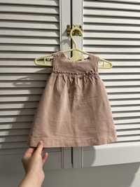 Sukienka niemowlęca Zara mini r.68 sztruksowa kokardka podszewka